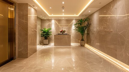 Wall Mural - Polished marble wall with elegant sheen