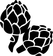 Wall Mural - hand drawn black artichoke flat creative icon. vegetable pictogram, food graphic object. for web des