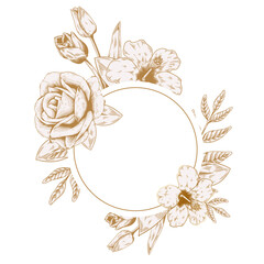 Canvas Print - Round gold floral badge design element