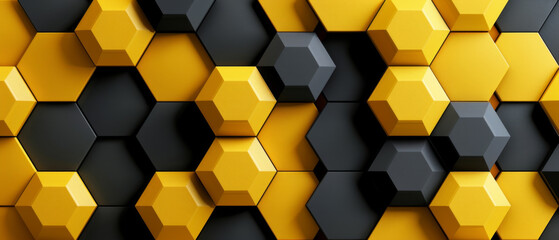 Wall Mural - Modern design with yellow and black hexagons for artistic projects