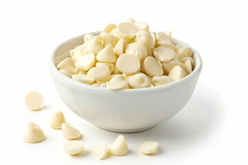 Wall Mural - a bowl of white chocolate chips on a white surface