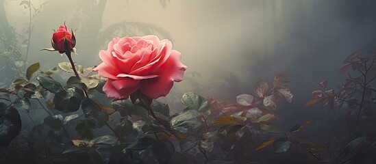 Poster - This beautiful flower is very similar to a rose focus of interest. Creative banner. Copyspace image