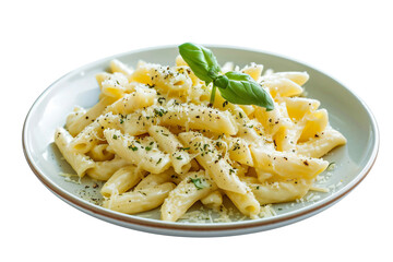 Wall Mural - a plate of pasta with a sprig of basil