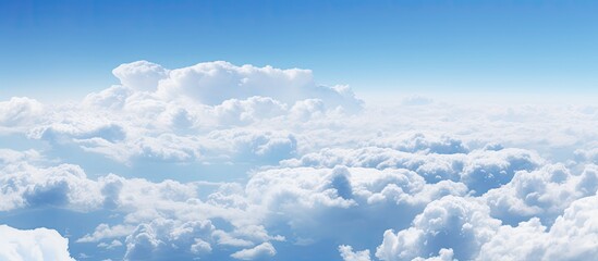 Poster - Flying over fluffy white clouds. Creative banner. Copyspace image