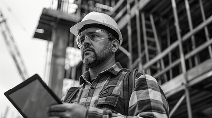 Wall Mural - Male worker at a construction site