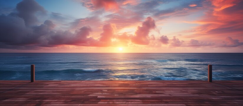 Scenic view of beautiful sunset above the sea. Creative banner. Copyspace image