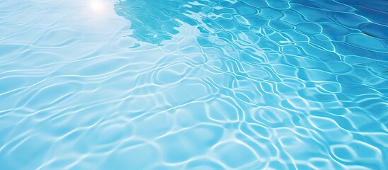 Poster - Blue pool water with sun reflections. Creative banner. Copyspace image