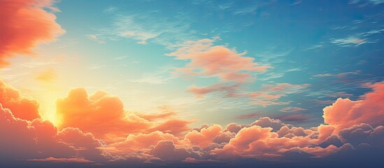 Poster - blue sky and orange sky. Creative banner. Copyspace image