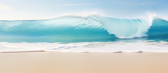 Wall Mural - Close up of the wave and sandy beach. Creative banner. Copyspace image