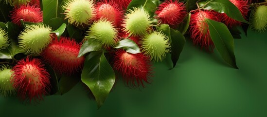 Poster - Green rambutans. Creative banner. Copyspace image