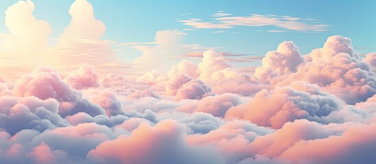 Fototapete - blue sky and cloud Pastel style sky and clouds Freshness of the new day Bright blue background Relaxing feeling like being in the sky. Creative banner. Copyspace image