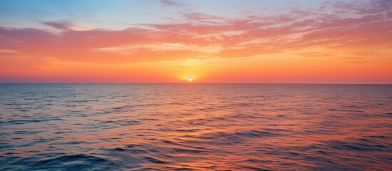 Poster - Scenic view of beautiful sunset above the sea. Creative banner. Copyspace image