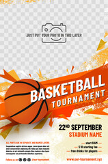 Wall Mural - basketball tournament poster template with ball