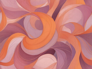 Wall Mural - Abstract orange and purple swirls background. An abstract painting with swirling shades of orange and purple