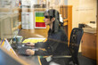 © Connect Images - Woman working at a computer in an office setting in a medical practice, UK