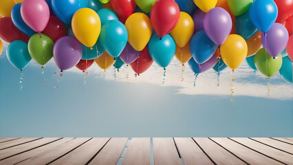 balloons of early color with an empty space for text