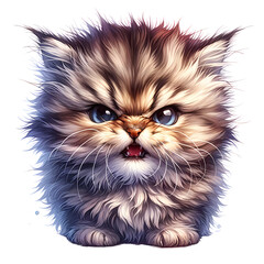 Wall Mural - Cute Funny Angry Kitten Clipart