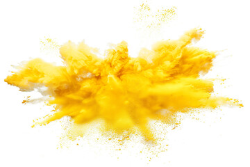 Wall Mural - yellow powder explosion effect isolated or on white background	