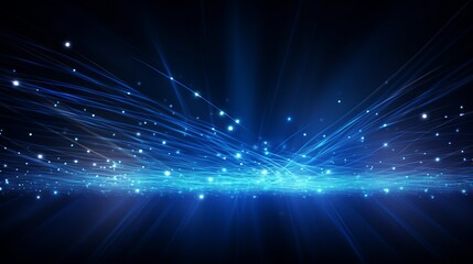 Wall Mural - vibrant blue glowing lines illuminating dark background: high-speed internet tech concept for wirele
