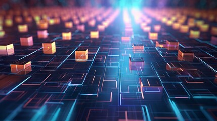 Futuristic digital connectivity: abstract network with programming code - web & software development concept.

