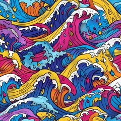 Wall Mural - Vibrant Abstract Ocean Waves Pattern in Bold Colors