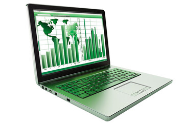 Wall Mural - laptop with financial stock charts on screen with transparent background
