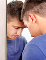 Canvas Print - Sad Young Man Closeup