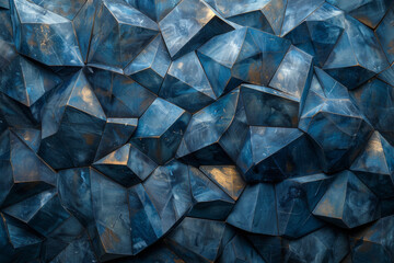 The  is a blue and gold abstract piece with a lot of geometric shapes