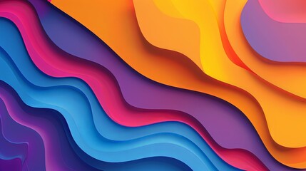 Wall Mural - A colorful, abstract painting with a blue and orange line