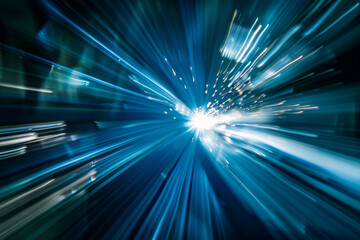 Wall Mural - a blurry blue light with a white streak in the middle