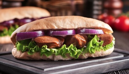 Canvas Print - close up of kebab sandwich