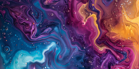 Poster - A colorful swirl of paint with a blue and purple background