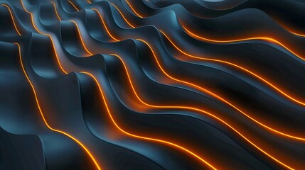 Wall Mural - Futuristic 3d render of a digital landscape illuminated with neon lines, creating a sense of advanced technology and data flow under a dark sky