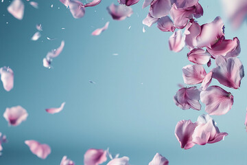 Wall Mural - pink floral frame with flowers and butterflies on a spring background