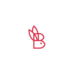 Poster - Bunny B letter logo design concept.