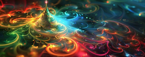 Wall Mural - A lively abstract background with swirling festive colors.