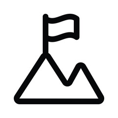 Mountain with location pin, vector of mountain location, hiking route icon