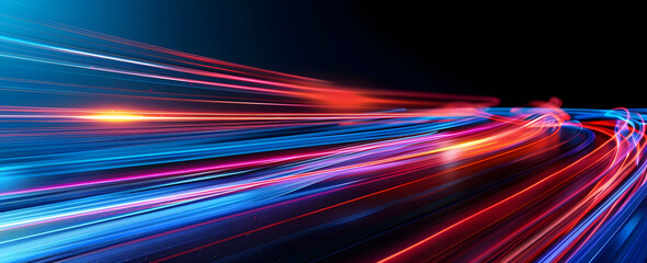 Wall Mural - abstract illustration depicting high-speed light trails in 3d, creating a dynamic and futuristic bac