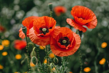 Poster - Red poppy flowers,