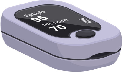 Digital pulse oximeter medical device illustration for monitoring oxygen saturation level and heart rate with noninvasive measurement technology, respiratory support, and clinical tool