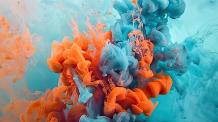 Canvas Print - Vibrant ink splashes suspended in mid-air, forming artistic backgrounds