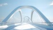 © horizon - A white bridge with blue sky, white bridge railing, bridge, and a closeup of the side view. The arches on both sides form an arc shape.
