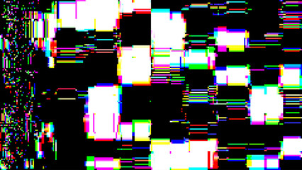 Fototapete - Colorful Rainbow Glitch Broken Screen Effect. Abstract Digital Pixel Noise Glitch Error. Computer Corrupted Memory BSOD Damaged Data Visualization. Overlay Texture Effect Vector Illustration.