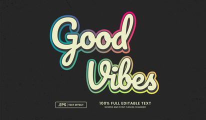 Wall Mural - design editable text effect, good vibes vintage style
