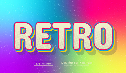 Wall Mural - design editable text effect, retro 3d bold colorful modern typography