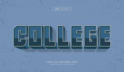 Wall Mural - design editable text effect, college 3d bold, vintage style
