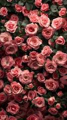 Wall Mural - Close Up of Pink Roses in Full Bloom Display, pink roses background
