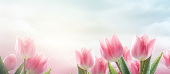 Poster - A pink spring card featuring a beautiful image of tulips Copy space image