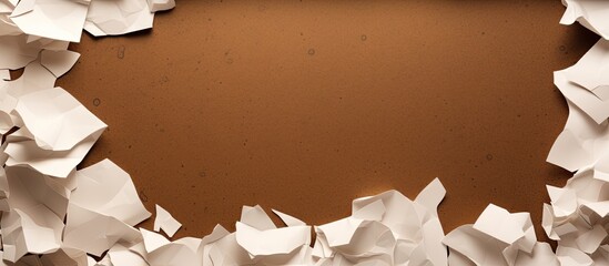 Recycled paper craft stick on a brown background White paper torn or ripped pieces of paper isolated on brown background White ripped note Torn paper edges for background. copy space available