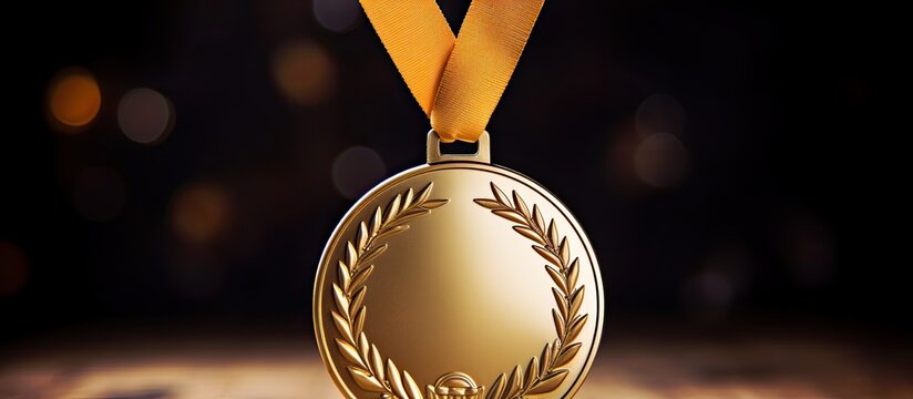 A real gold medal with a lot of text area winner copy space concept